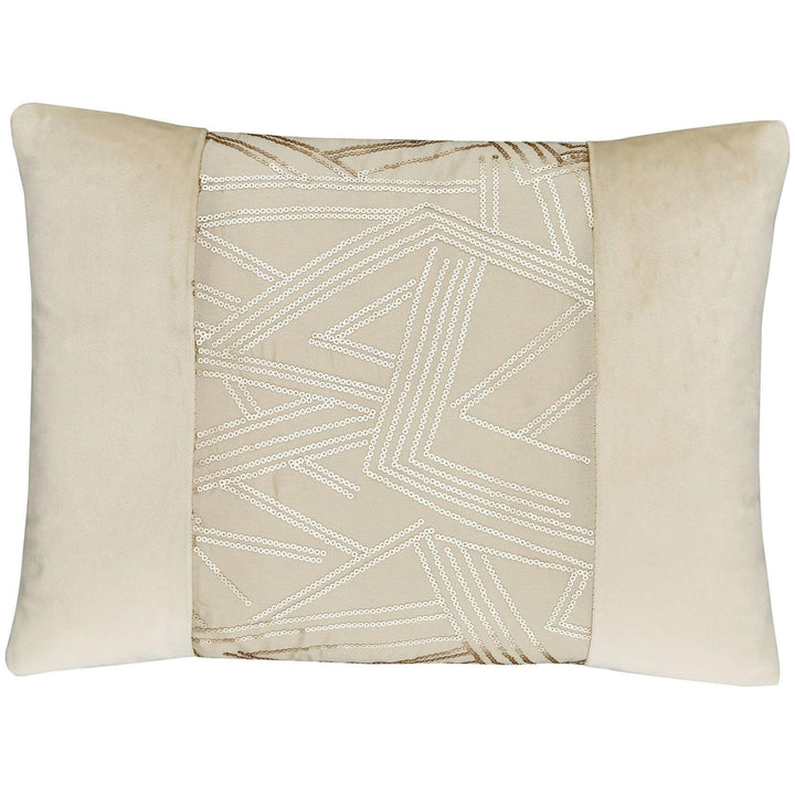 Velvet Sparkle Art Deco Sequin Champagne Duvet Cover Set - Filled Cushion - Ideal Textiles