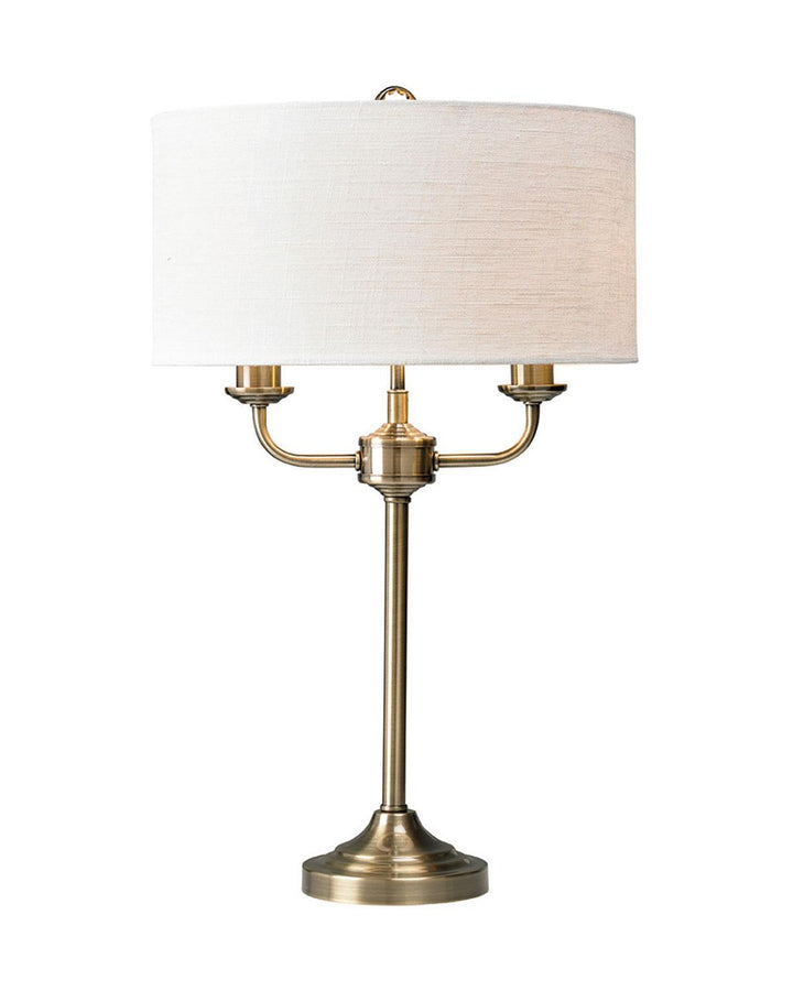 Antique Brass Grantham Table Lamp with White Shade - Ideal