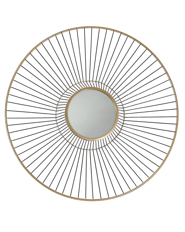 Large Round Gold Metal & Mirror Wall Art - Ideal