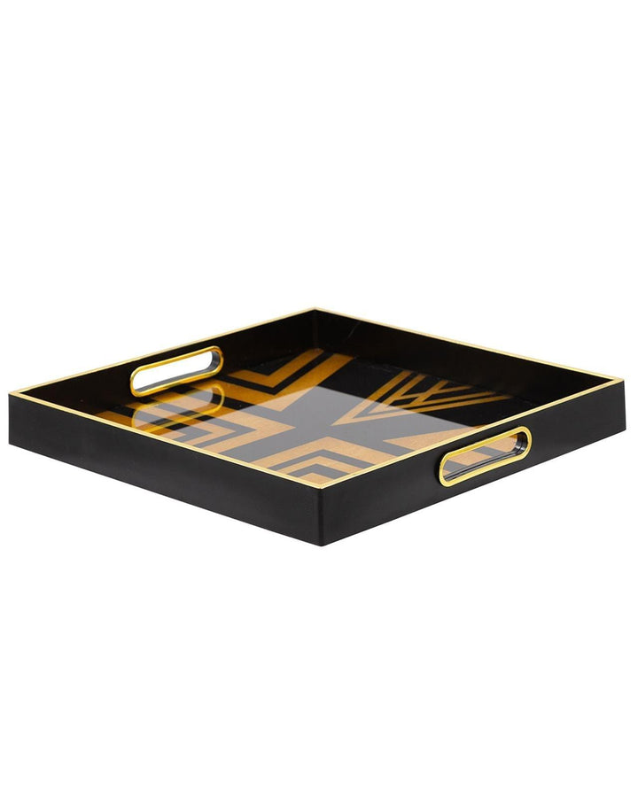 Black & Gold Art Deco Square Tray - Ideal