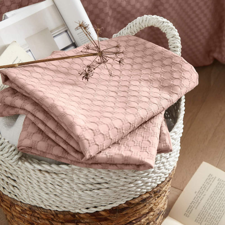 Santos Honeycomb Weave Cotton Blush Duvet Cover Set - Ideal