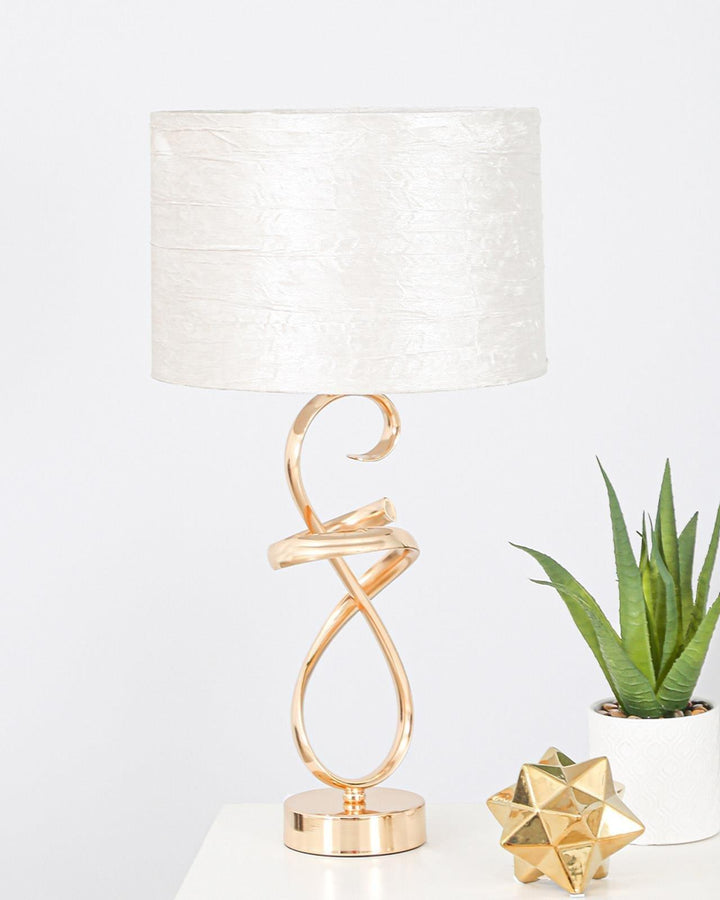 Vortex Gold Ivory Velvet Table Lamp - Ideal