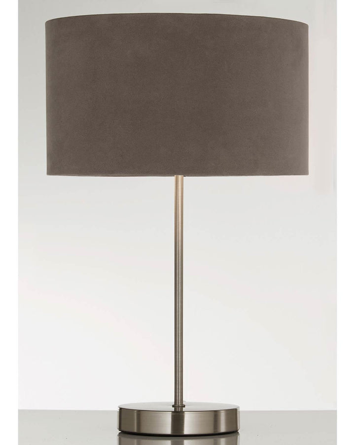 Velvie Table Lamp in Grey/Chrome with Grey Shade - Ideal