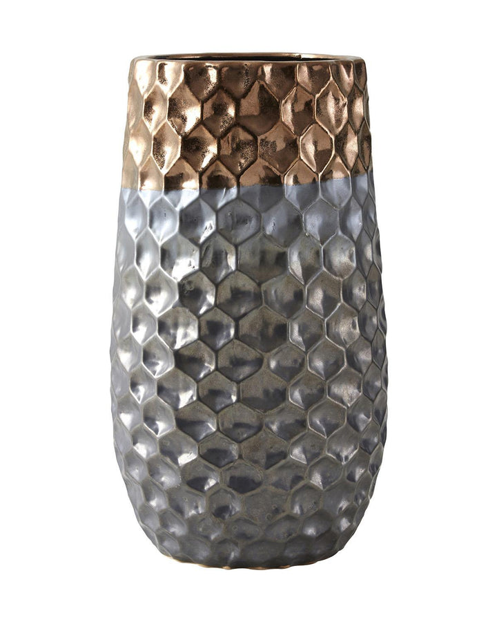 Honeycomb Hexagon Porcelain Vase - Copper/Silver - Ideal