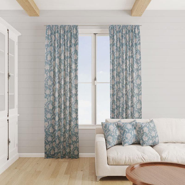 Carlina Teal Made To Measure Curtains -  - Ideal Textiles