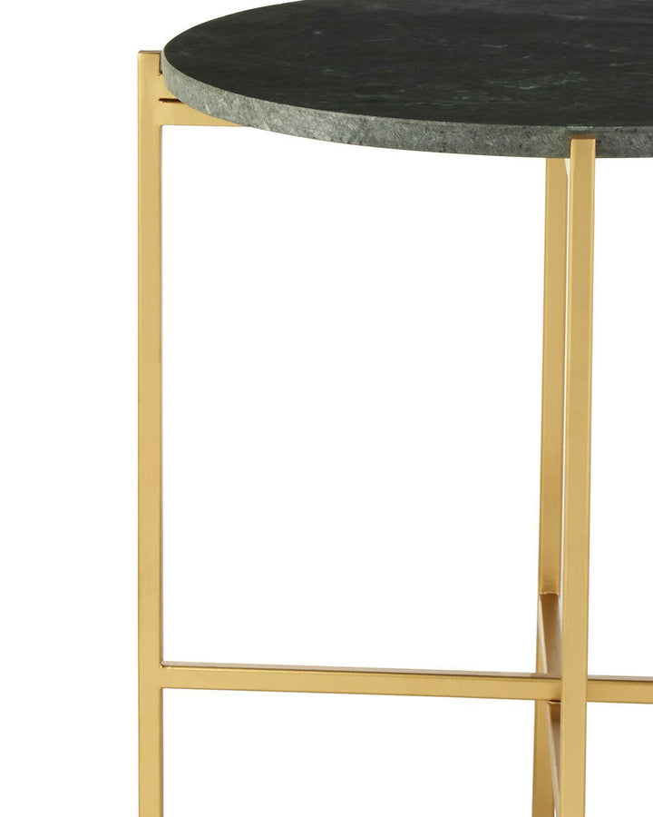 Green Marble & Gold Lattice Side Table - Ideal