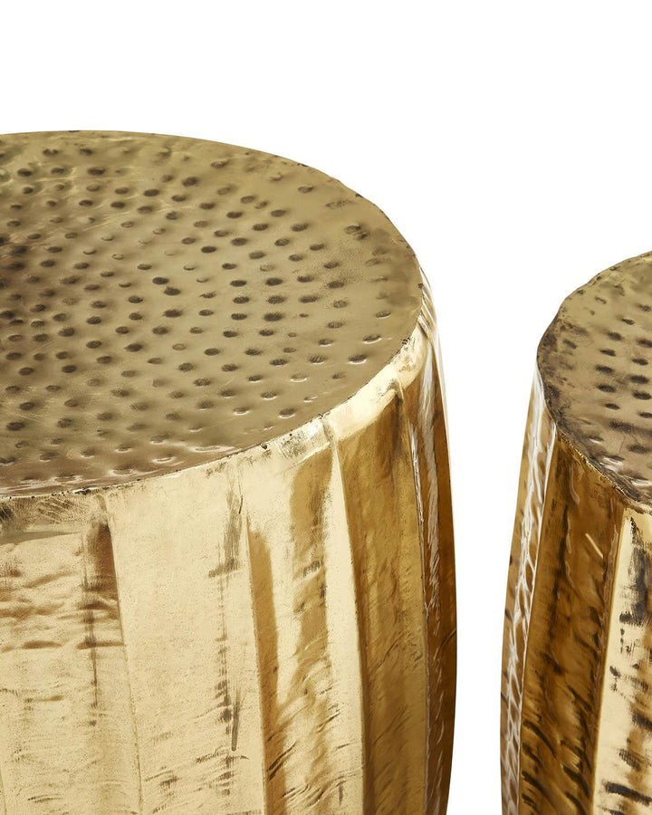 Set of 2 Honeycomb Champagne Metal Tables - Ideal