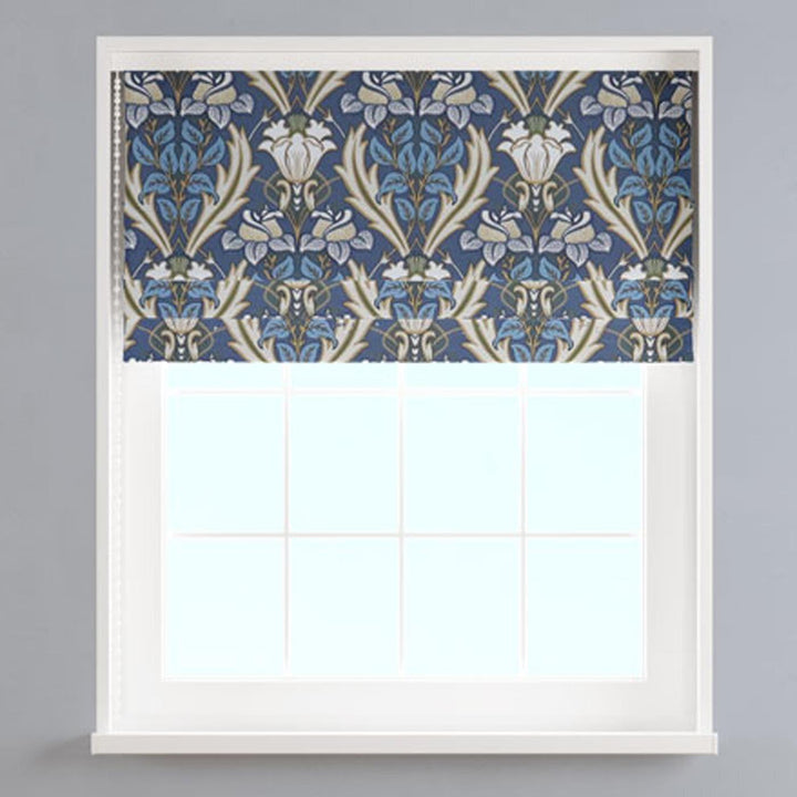 Acanthus Navy Made To Measure Roman Blind -  - Ideal Textiles