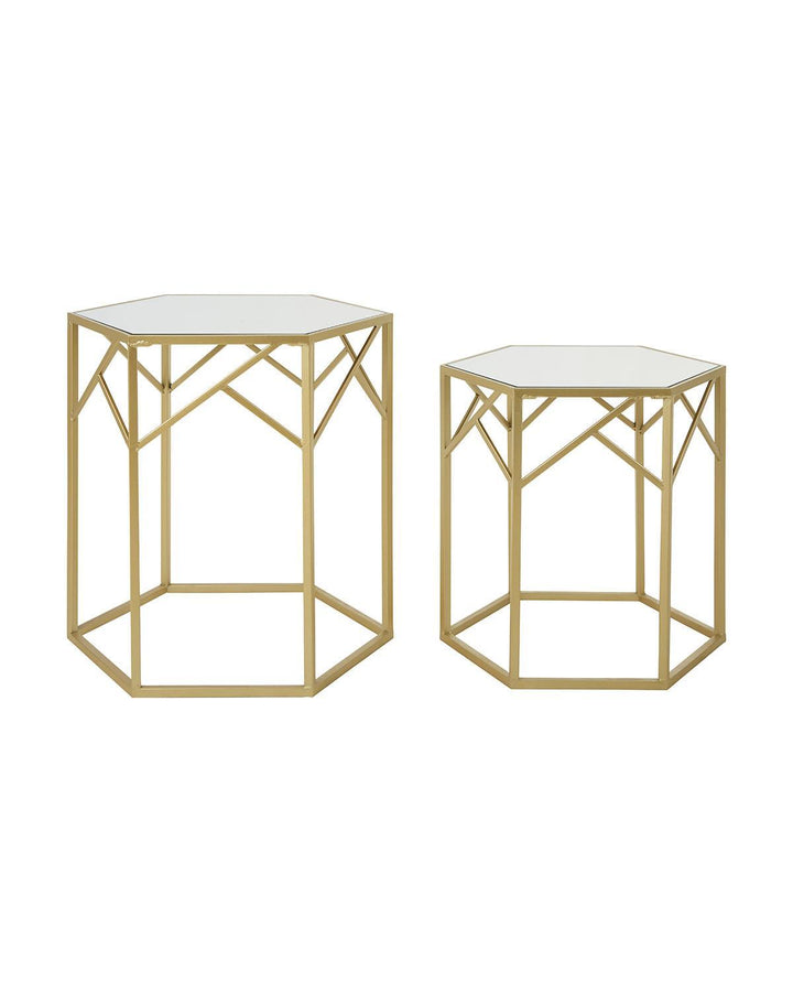 Set of 2 Hexagonal Champagne Side Tables - Ideal