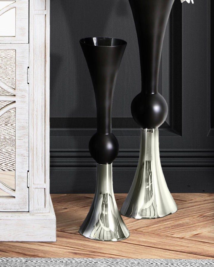 Miles Black & Silver Trumpet Vase - Ideal