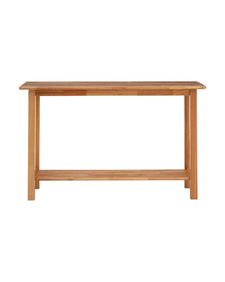 Rounded-Edge Rubberwood Console Table with Lattice Sides - Ideal