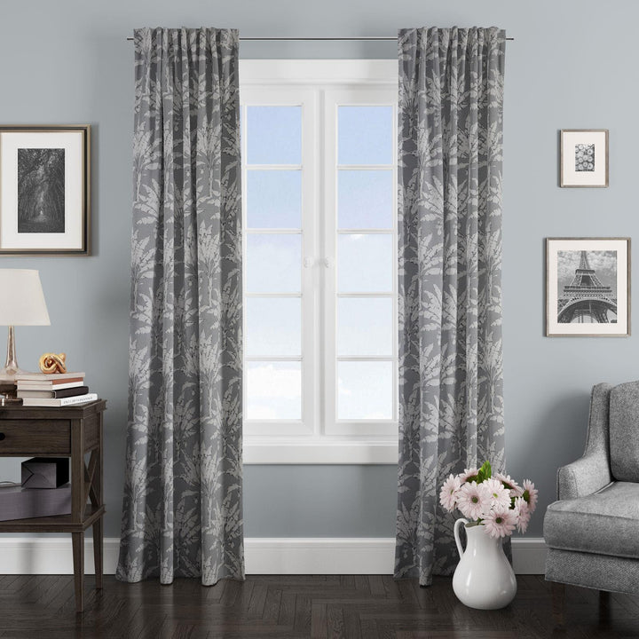 Palm House Pewter Made To Measure Curtains -  - Ideal Textiles