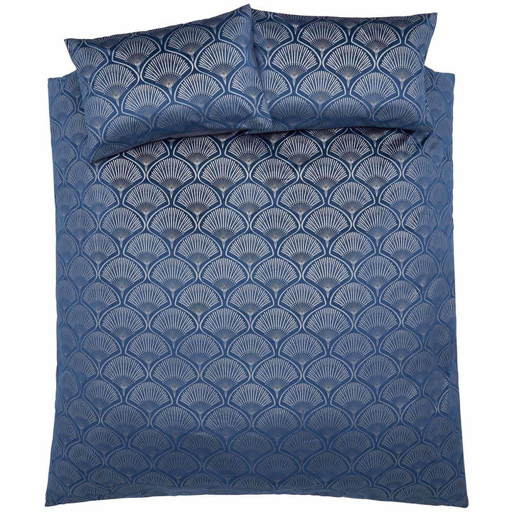 Art Deco Pearl Embellished Navy Blue Duvet Cover Set - Ideal