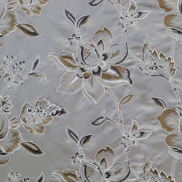 FABRIC SAMPLE - Florentina Pewter Embroidery 142 -  - Ideal Textiles