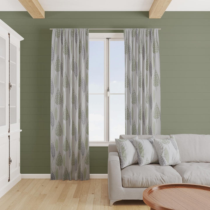 Lettermore Green Made to Measure Curtains -  - Ideal Textiles