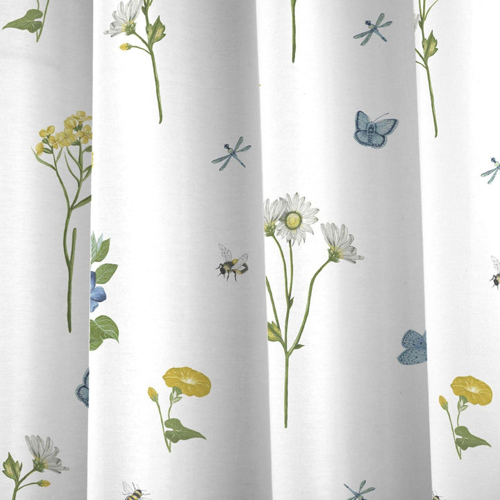Emelia Pressed Flowers Lined Tape Top Curtains -  - Ideal Textiles