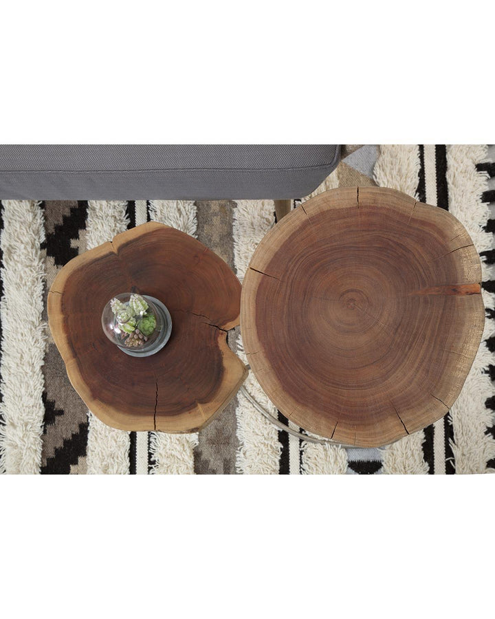 Black Powder Coated Iron and Hardwood Side Table - Ideal