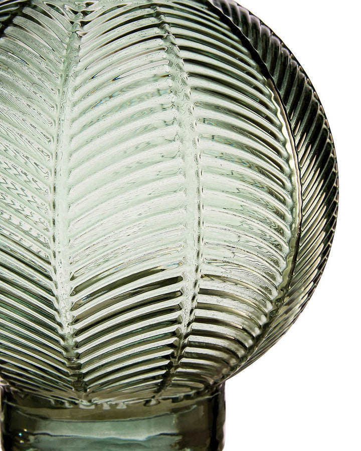 Textured Fern Leaf Design Glass Small Vase - Ideal