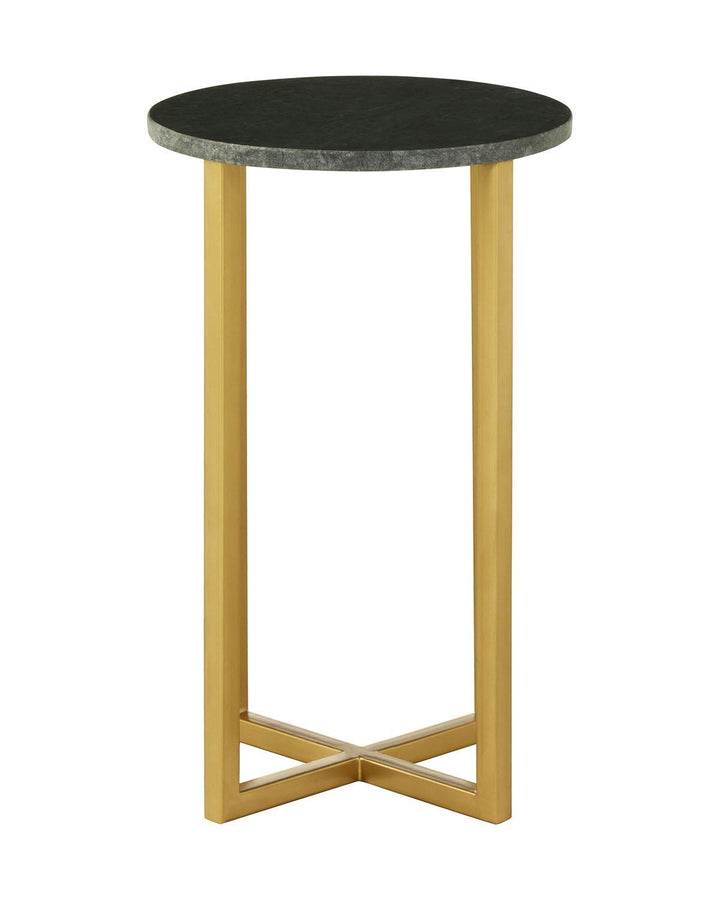 Green Marble & Gold Minimalist Side Table - Ideal