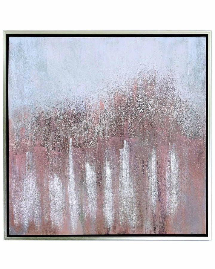Large Abstract Pink Textured Canvas with Crystals - Ideal