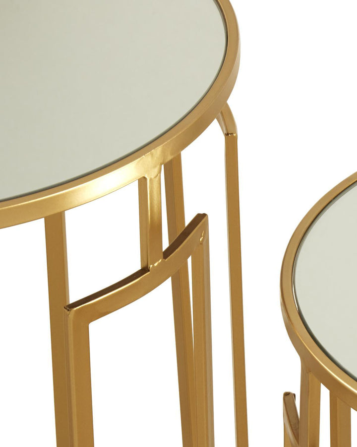 Set of 2 Gold Rectangular Base Mirrored Side Tables - Ideal