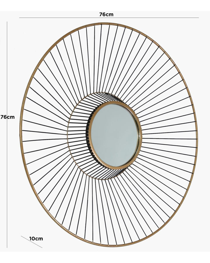 Large Round Gold Metal & Mirror Wall Art - Ideal