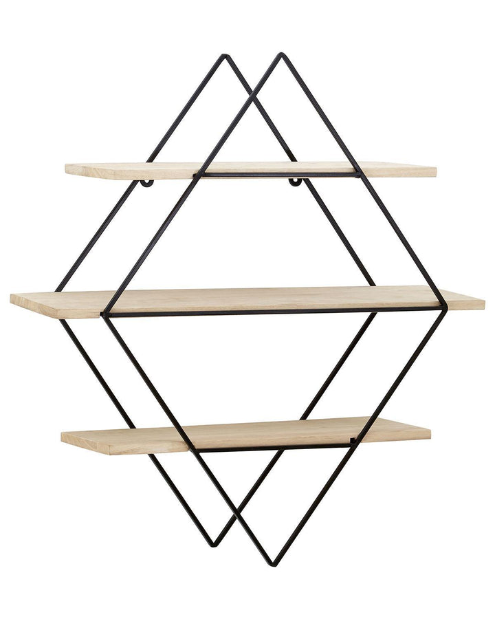 3 Tier Diamond-Shaped Light Wood Brixton Shelves - Ideal