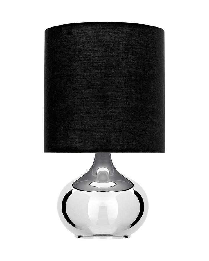 Salado Mirrored Chrome Table Lamp - Black Fabric Shade - Ideal