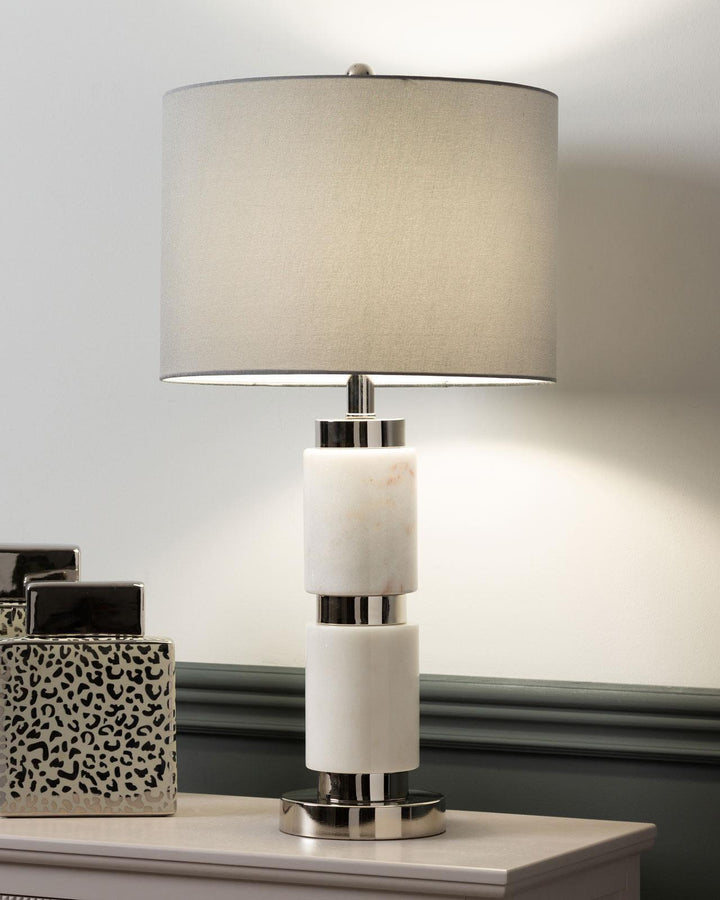 Silver Marble Effect Table Lamp - Ideal