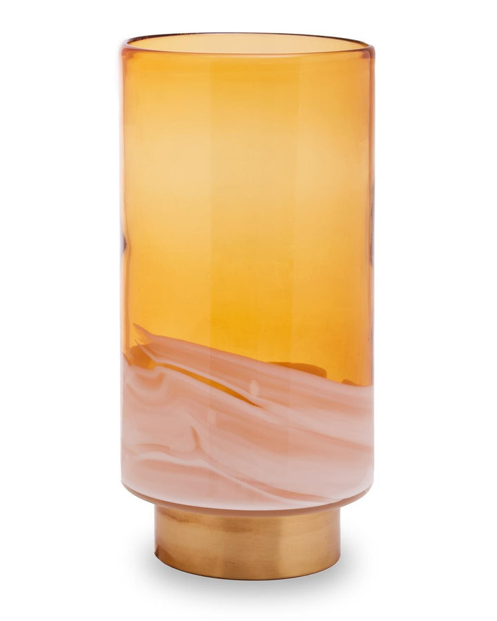 Sienna Amber & Brass Tall Glass Vase - Ideal