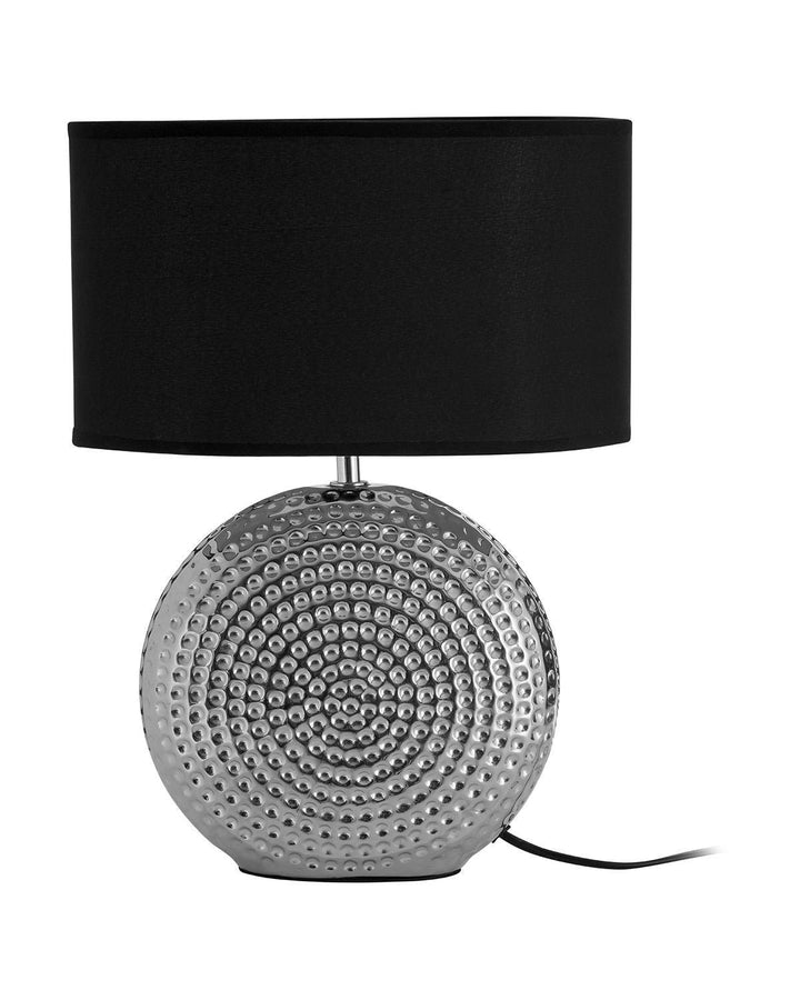 Silver Hammered Base Black Fabric Table Lamp - Ideal