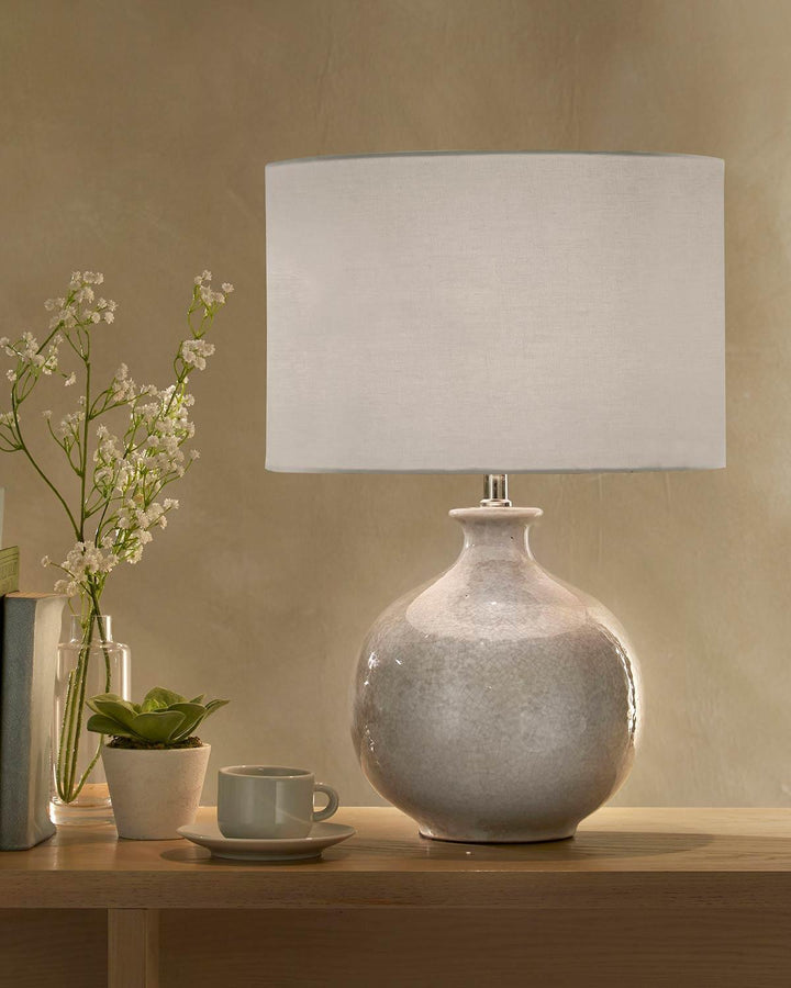 Roly Table Lamp - Pale Mottled and Off-White - Ideal