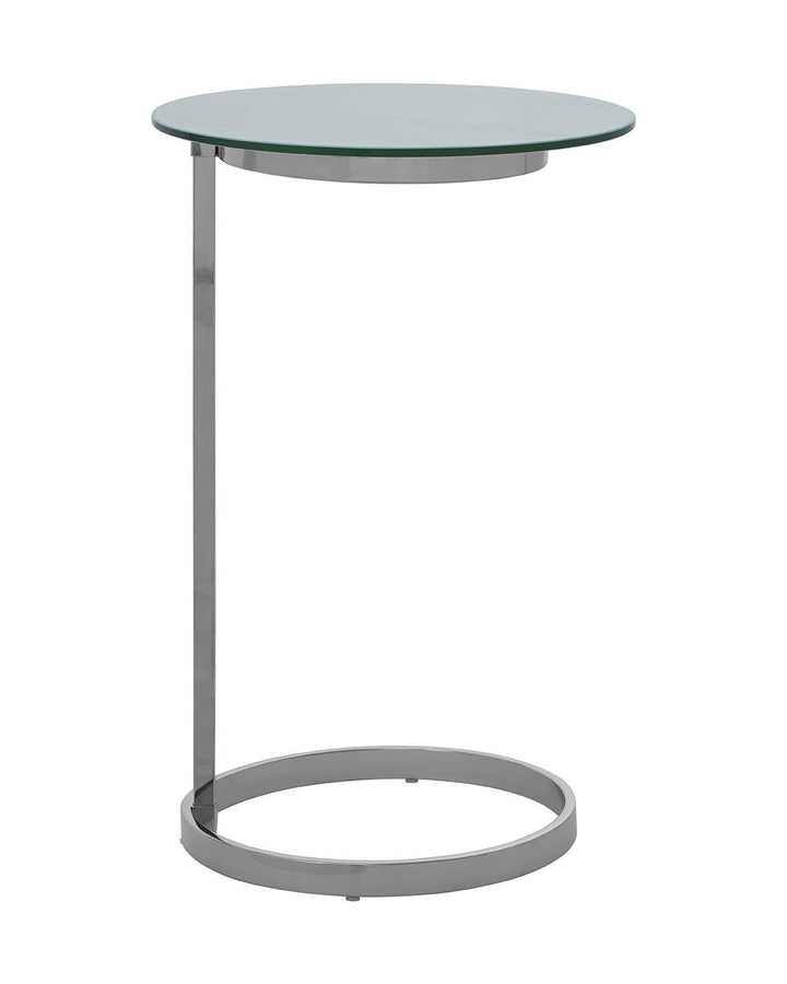 White Marble Glass Top Silver End Table - Ideal
