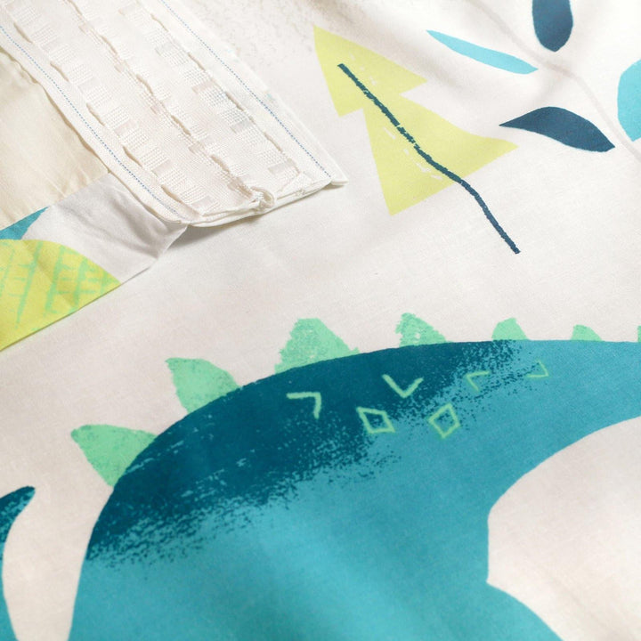 Dino Print Kids Green Lined Tape Top Curtains -  - Ideal Textiles