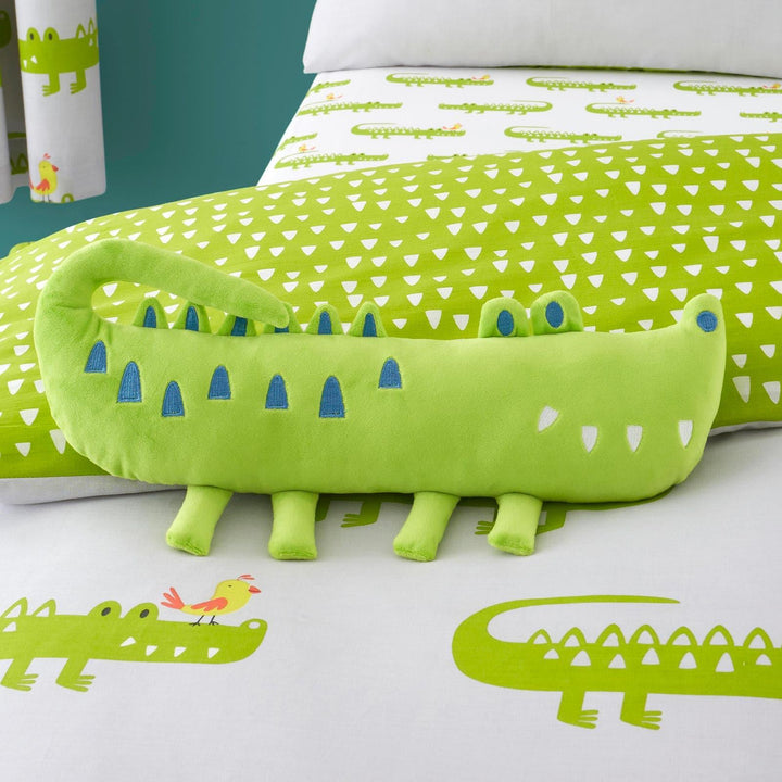 Crocodile Smiles Green Kids Cuddly Cushion -  - Ideal Textiles