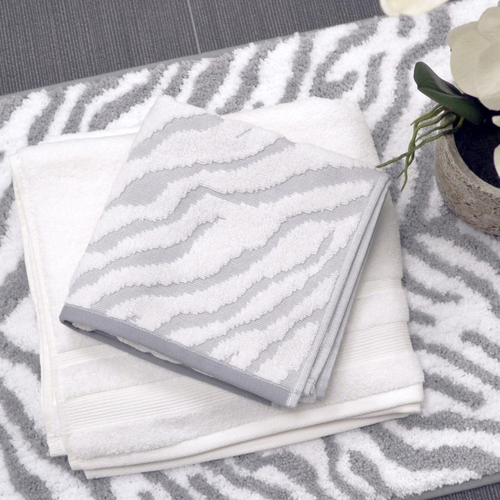 Zebra Jacquard 100% Cotton Luxury Bathroom Towels Grey -  - Ideal Textiles