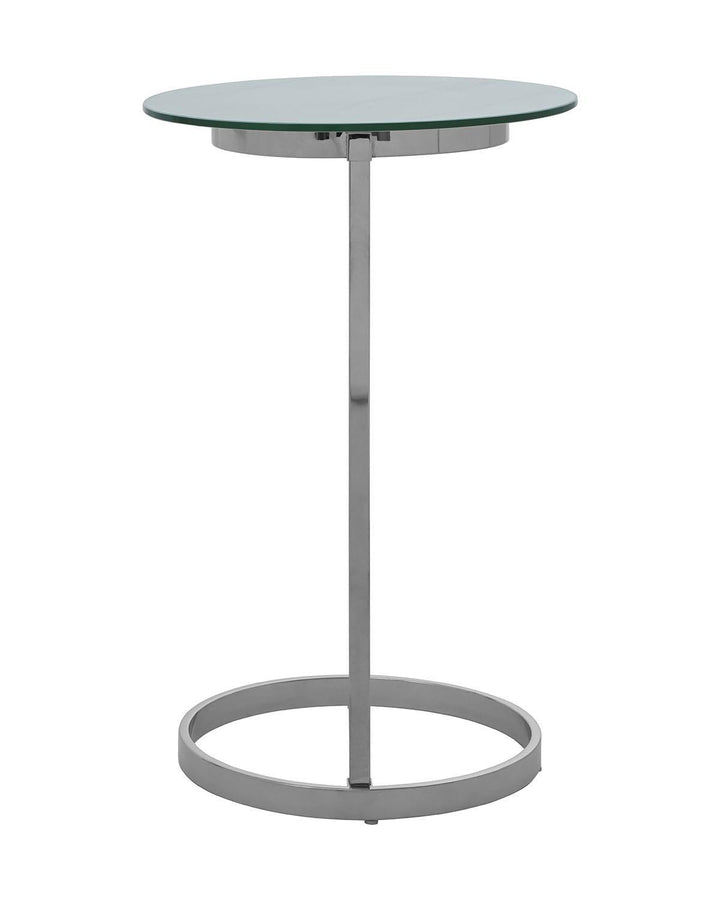 White Marble Glass Top Silver End Table - Ideal