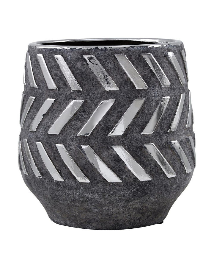 Perth Handcrafted Grey Ceramic Barrel Planter - Ideal