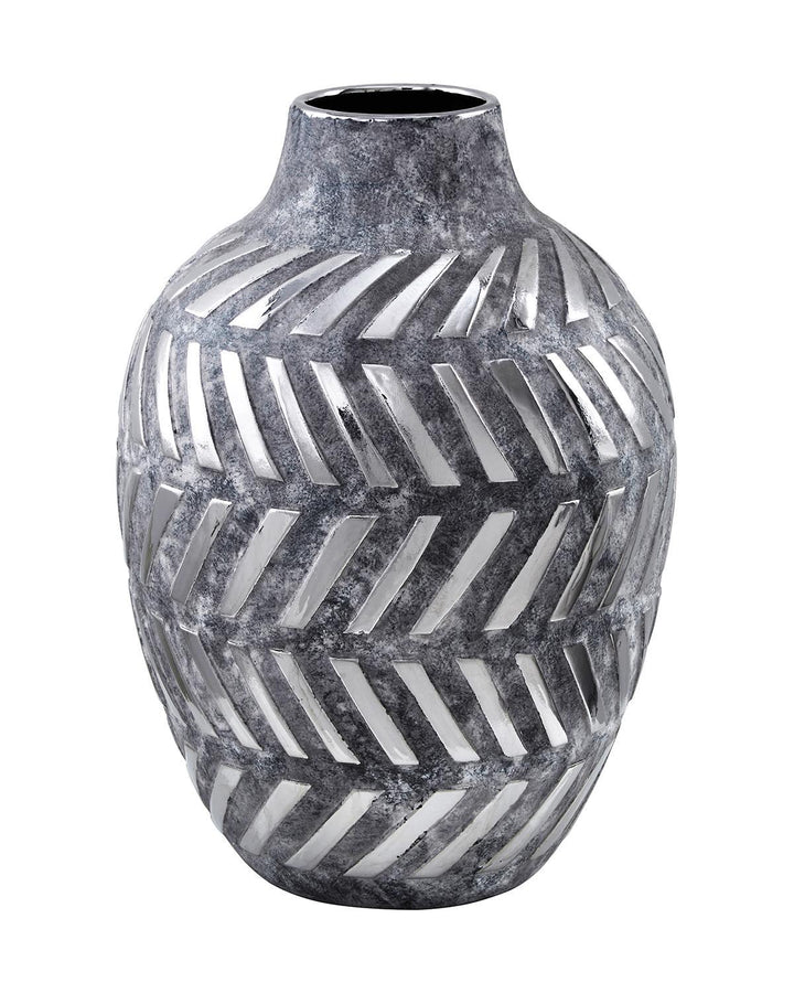 Perth Handcrafted Grey Ceramic Geometric Vase - Ideal