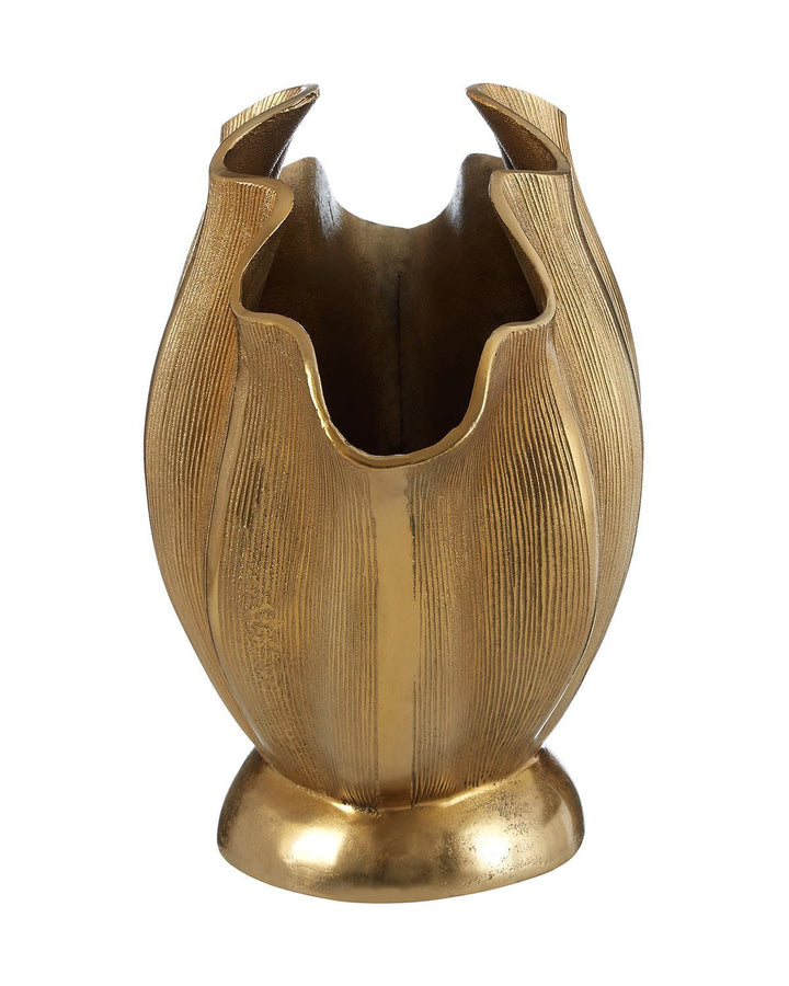 Gold Fluted Aluminium Hatton Vase (Large) - Ideal