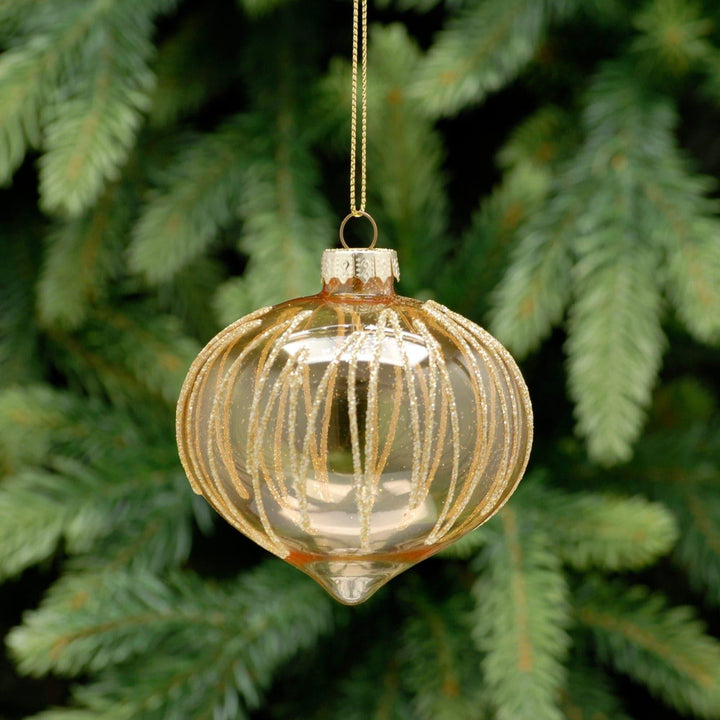Gold Glitter Glass Onion Bauble - Ideal