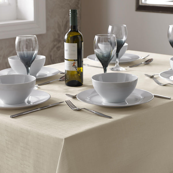 Select Plain Linen Look Ivory Tablecloths & Runners - 90cm Round - Ideal Textiles
