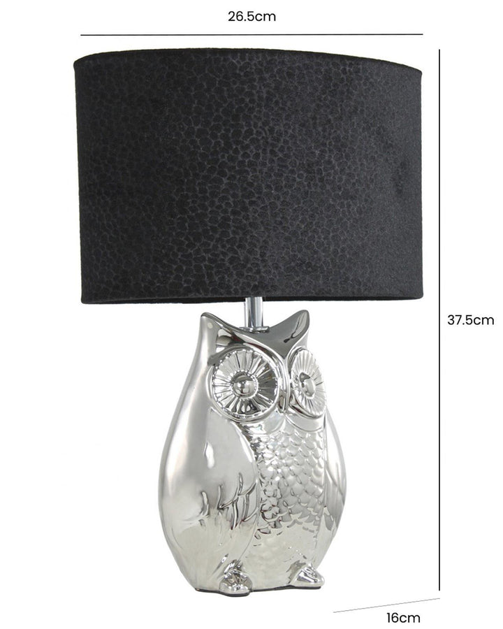 Oscar Owl Silver Table Lamp - Ideal