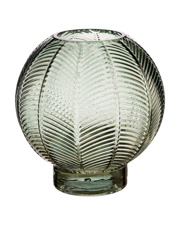 Textured Fern Leaf Design Glass Small Vase - Ideal