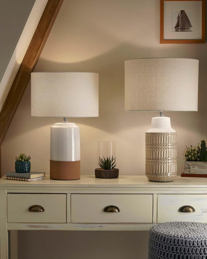 William Table Lamp - Terracotta and White Shade - Ideal