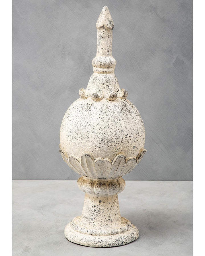 Antique White Distressed Fibreglass Ball Urn - Ideal