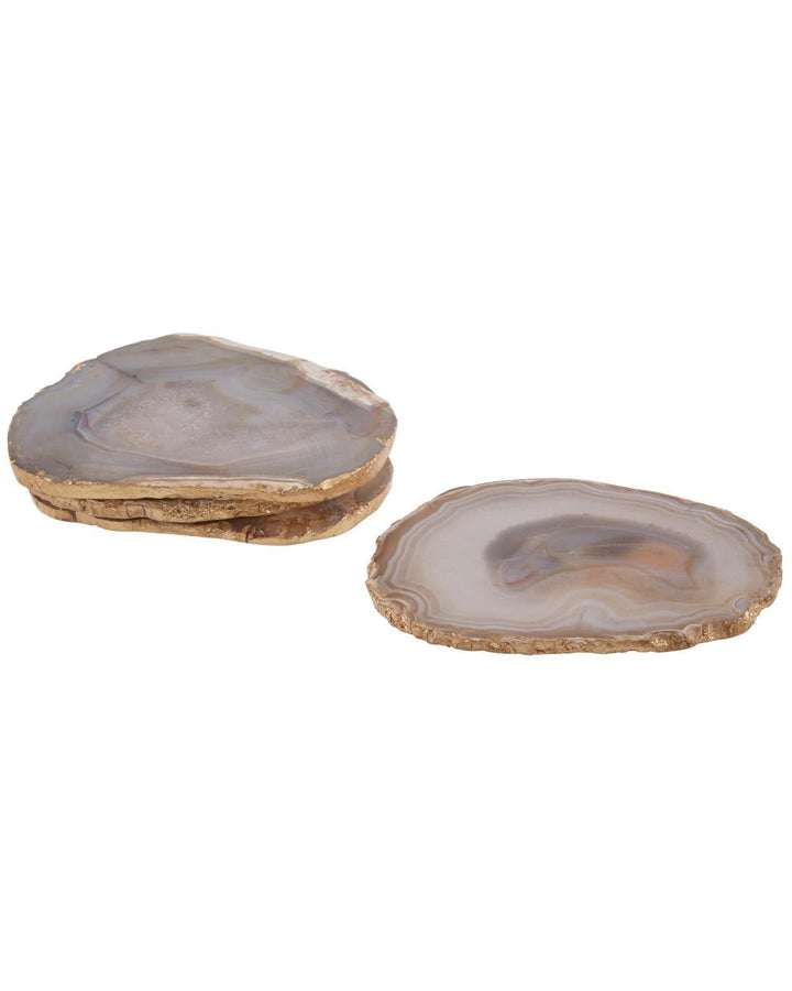 Set of 4 Agate Coasters Natural & Gold - Ideal