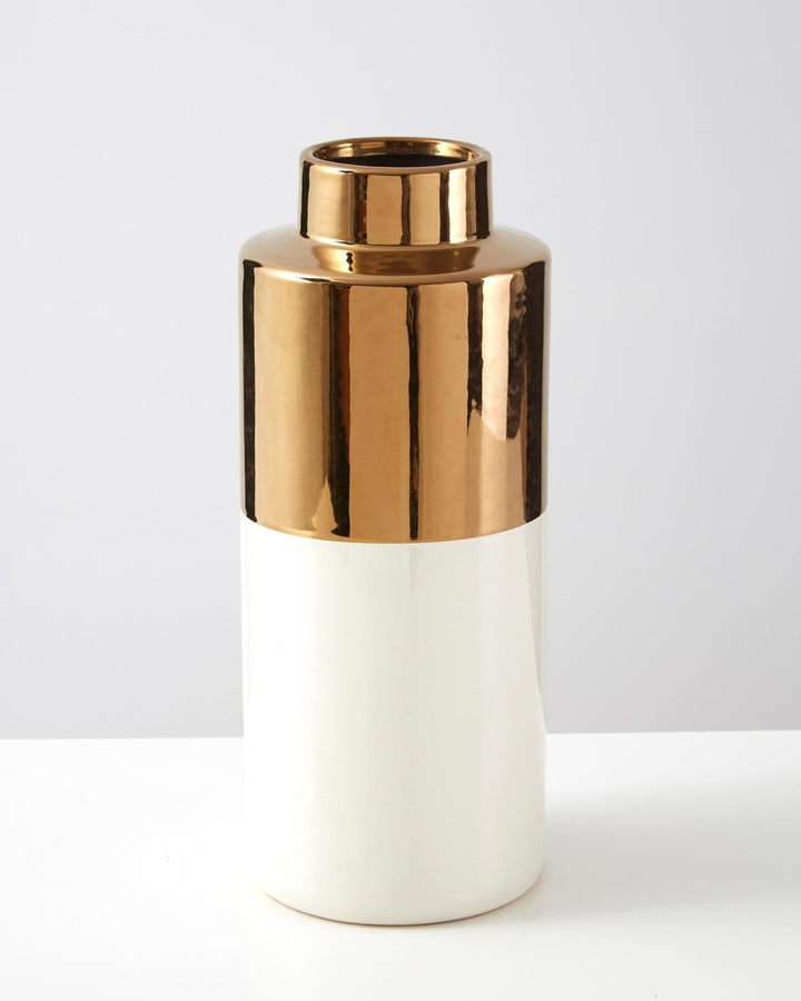 Large White Stella Metallic Gold Vase - Ideal