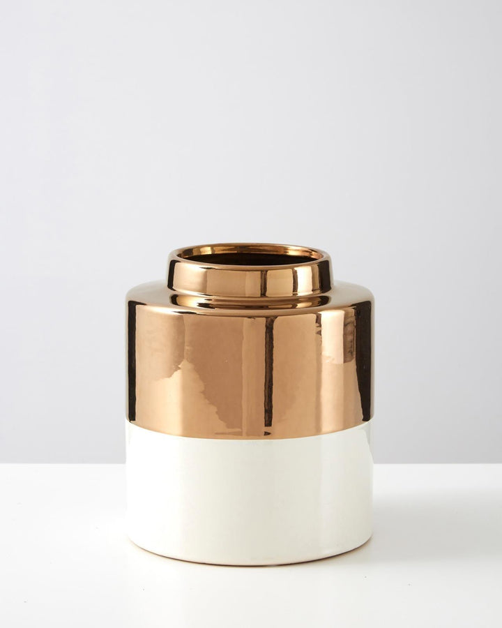 Small White Stella Metallic Gold Vase - Ideal