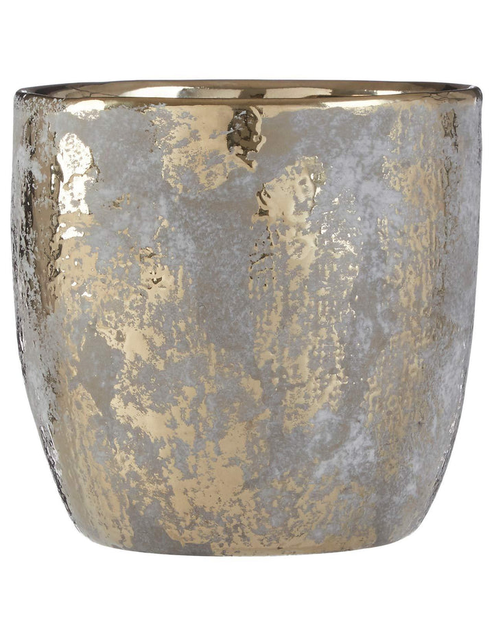 Large Callie Grey & Gold Ceramic Plant Pot - Ideal